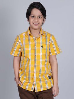Cantabil - Boys Yellow Check Half Sleeves Casual Shirt