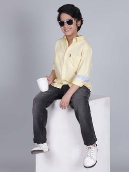 Cantabil - Boys Lemon Solid Full Sleeves Casual Shirt