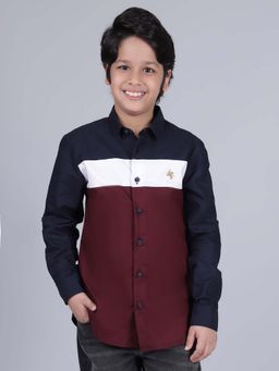 Cantabil - Boys Multi-Color Colorblocked Full Sleeves Casual Shirt