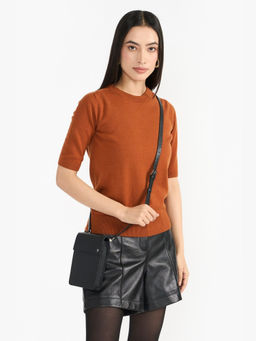 Perona - Mindy Brown Round Neck Top
