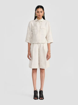 Perona - Brenda Ivory Solid Half Sleeves Shirt