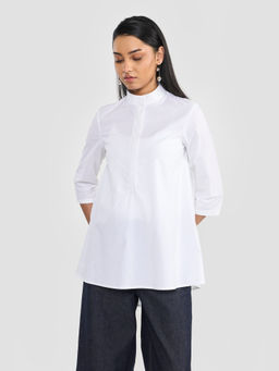 Perona - Rosalie White Half Sleeves Relaxed Fit Shirt