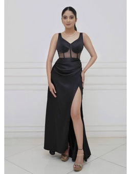DIVYA SAMAL - Black Diana Solid Maxi Bodycon Dress