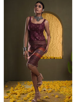 DIVYA SAMAL - Wine Taara Printed Bodycon dress