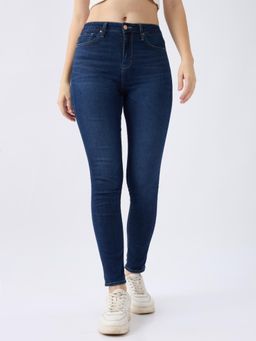 Spykar - Dark Blue High Rise Super Skinny Fit Casual Jeans for Women