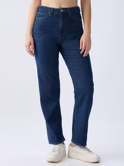Spykar - Dark Blue High Rise Straight Fit Casual Jeans for Women