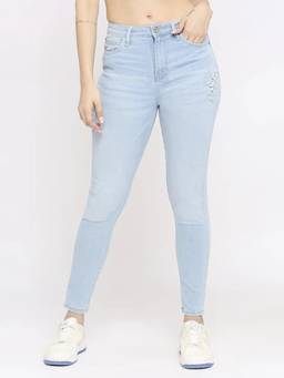 Spykar - Light Blue High Rise Super Skinny Fit Casual Jeans for Women