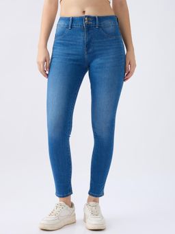 Spykar - Mid Blue High Rise Super Skinny Fit Casual Jeans for Women