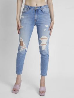 Spykar - Light Blue Mid Rise Skinny Fit Casual Jeans for Women