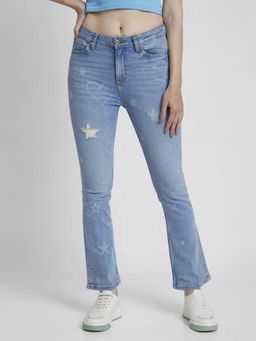 Spykar - Light Blue High Rise Boot Cut Fit Casual Jeans for Women
