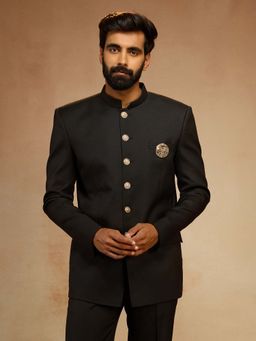 Vastramay - Men Black Solid Bandhgala