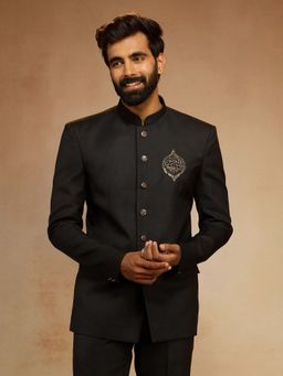 Vastramay - Men Black Zardozi Sequin Bandhgala