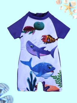 KiddoPanti - Purple Printed Swimsuit