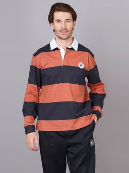 Converse - Unisex Rugby Striped Long Sleeve Polo T-shirt