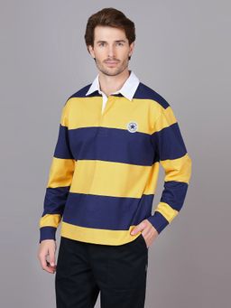 Converse - Unisex Rugby Striped Long Sleeve Polo T-shirt