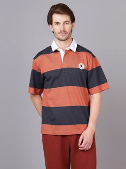 Converse - Unisex Rugby Striped Short Sleeve Polo T-shirt