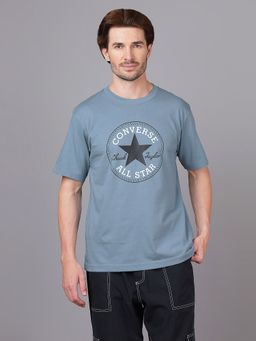 Converse - Unisex Chuck Patch Printed Round Neck Blue T-shirt