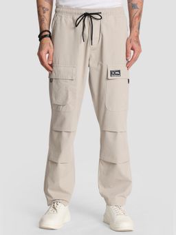Bene Kleed - Men Mid-Rise Elasticated Relaxed Fit Grey Casual Cargos