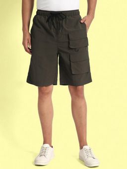 Bene Kleed - Men Brown Crushed Nylon Cargo Shorts
