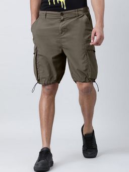 Bene Kleed - Men Solid Olive Cargo Shorts
