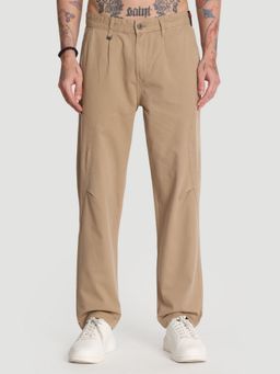 Bene Kleed - Men Beige Mid-Rise Straight Fit Cut and Sew Casual Pant