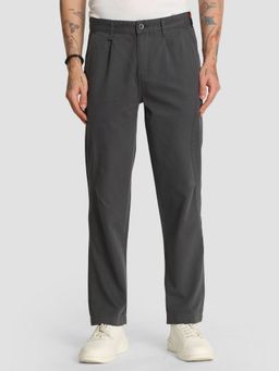 Bene Kleed - Men Mid-Rise Straight Fit Cut and Sew Casual Grey Pant