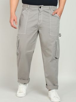 Bene Kleed - Men Grey Plus Size Straight Fit Carpenter Style Cargos
