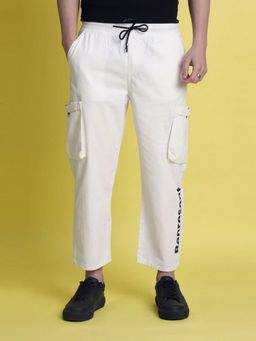 Bene Kleed - Men White Printed Loose Fit Cargos