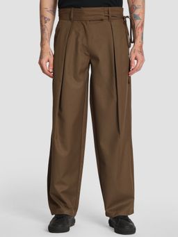 Bene Kleed - Men Mid-Rise Brown Relaxed Fit Korean Style Pleated Casual Pant