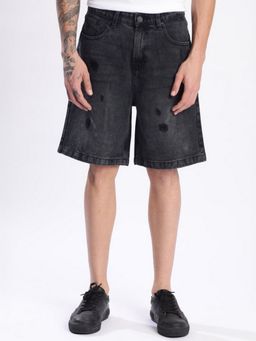 Bene Kleed - Men Black Baggy Fit Distressed Denim Shorts