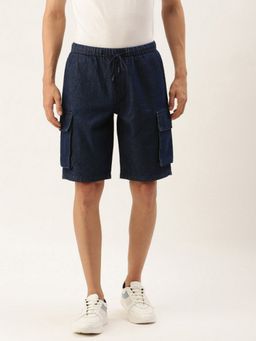 Bene Kleed - Men Navy Blue Denim Cargo Shorts