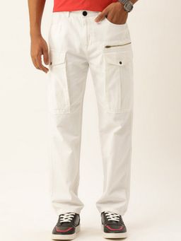 Bene Kleed - Men White Relaxed Pure Cotton Cargos