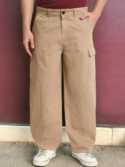 Bene Kleed - Men Beige Loose Balloon Fit Cotton Cargos