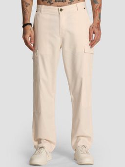 Bene Kleed - Men Mid-Rise Straight Fit Long Cargo Pocket Casual Brown Pant