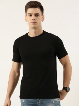 Bene Kleed - Men Black Crew Neck Half Sleeves Polycotton T-Shirt
