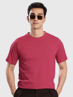 Bene Kleed - Men Magenta Crew Neck Half Sleeves T-Shirt