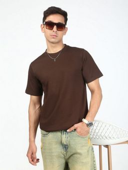 Bene Kleed - Men Brown Crew Neck Half Sleeves T-Shirt