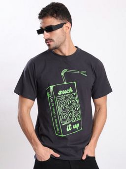 Bene Kleed - Men Crew Neck Half Sleeves Grey T-Shirt