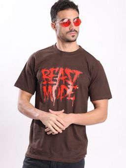 Bene Kleed - Men Crew Neck Half Sleeves Brown T-Shirt