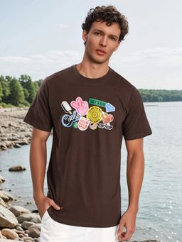 Bene Kleed - Brown Men Crew Neck Half Sleeves T-Shirt