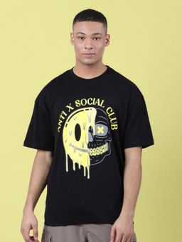 Bene Kleed - Men Black Cotton Crew Neck Half Sleeves T-Shirt