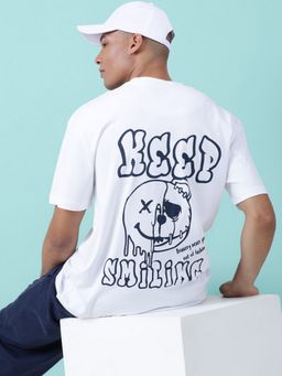 Bene Kleed - White Crew Neck Half Sleeves Men's T-Shirt