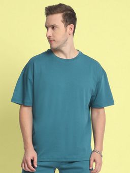 Bene Kleed - Men Teal Round Neck Half Sleeves T-Shirt