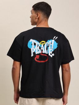 Bene Kleed - Men Cotton Black Crew Neck Half Sleeves T-Shirt