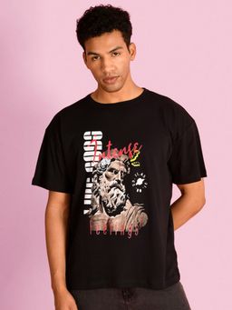 Bene Kleed - Men Black Crew Neck Half Sleeves Cotton T-Shirt