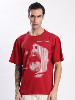Bene Kleed - Men Crew Neck Half Sleeves Red T-Shirt