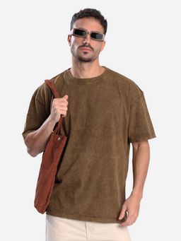 Bene Kleed - Men Crew Neck Brown Half Sleeves T-Shirt