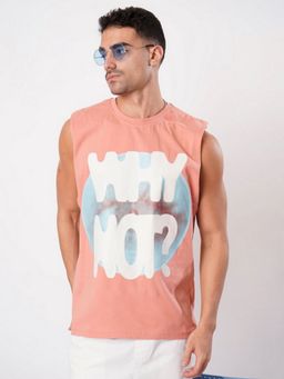 Bene Kleed - Men Peach Crew Neck Sleeveless T-Shirt