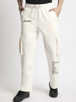 Bene Kleed - Men Off White Relaxed Mid-Rise Cargos