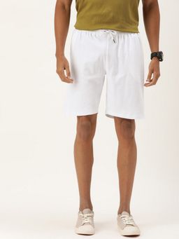 Bene Kleed - Men White Mid-Rise Oversize Pure Cotton Shorts